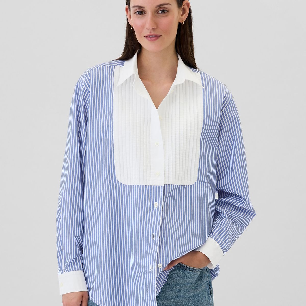 GAP - Blusa Mujer Popelina Pintuck Blanco