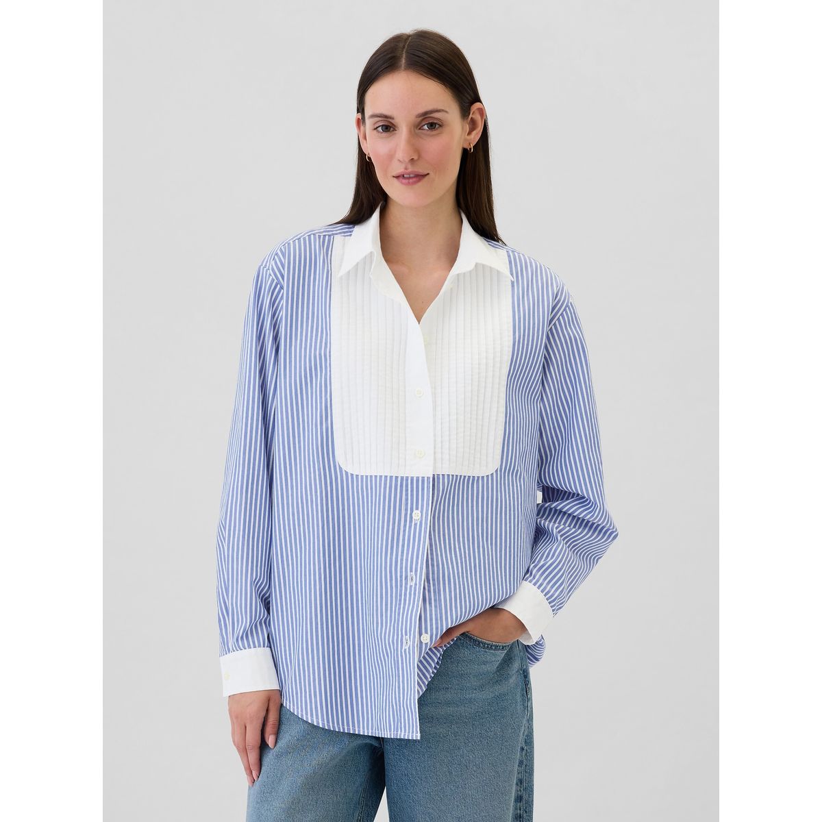 GAP - Blusa Mujer Popelina Pintuck Blanco