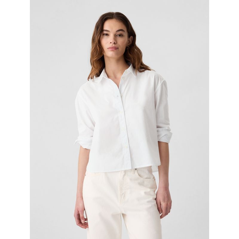 GAP - Blusa Mujer Cropped Blanco