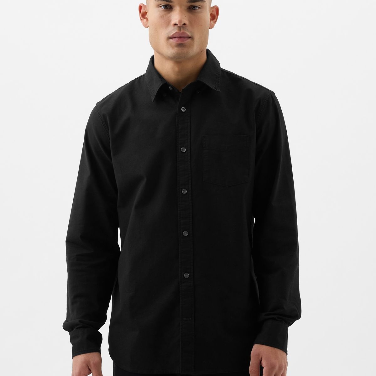 GAP - Camisa Gap Standard Manga Larga Hombre Negro
