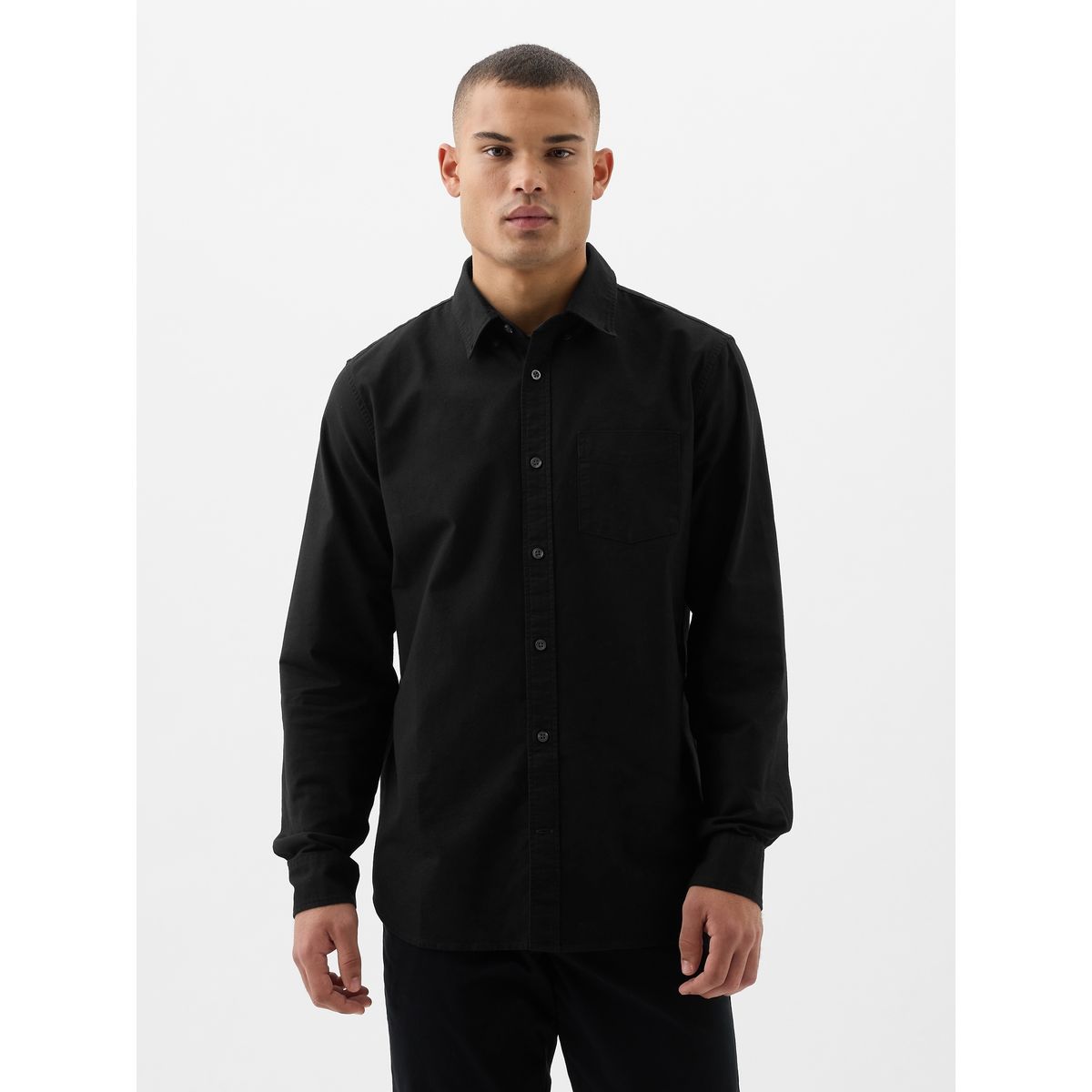 GAP - Camisa Gap Standard Manga Larga Hombre Negro