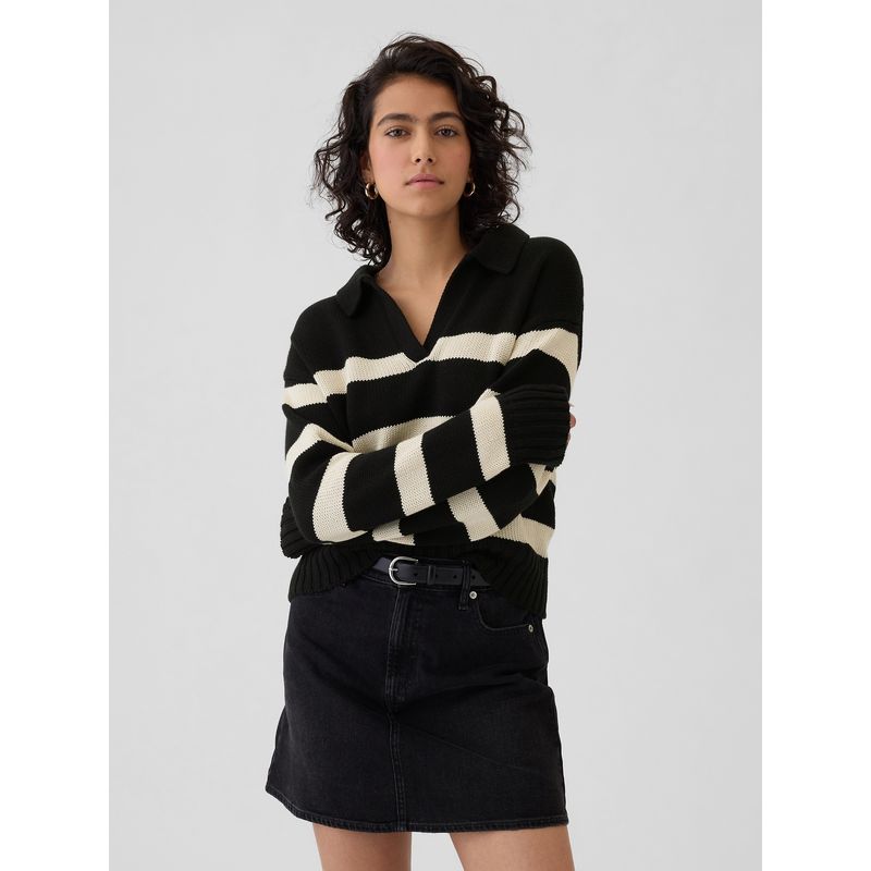 GAP - Sweater Mujer Shrunken Polo Negro