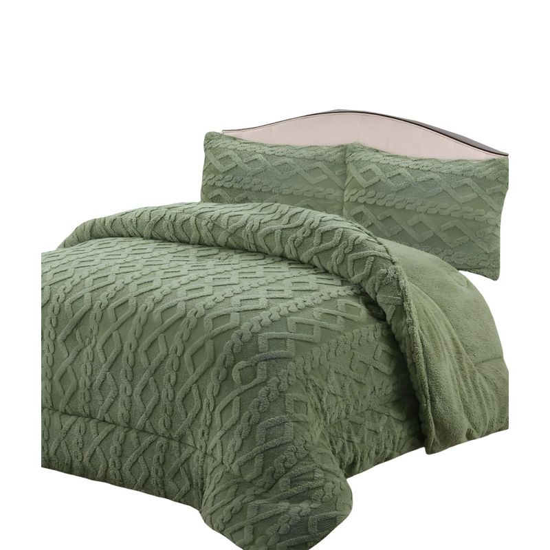 GENERICO - CUBRECAMA CHIPORRO DE INVIERNO DISEÑO TRENZADO KING VERDE