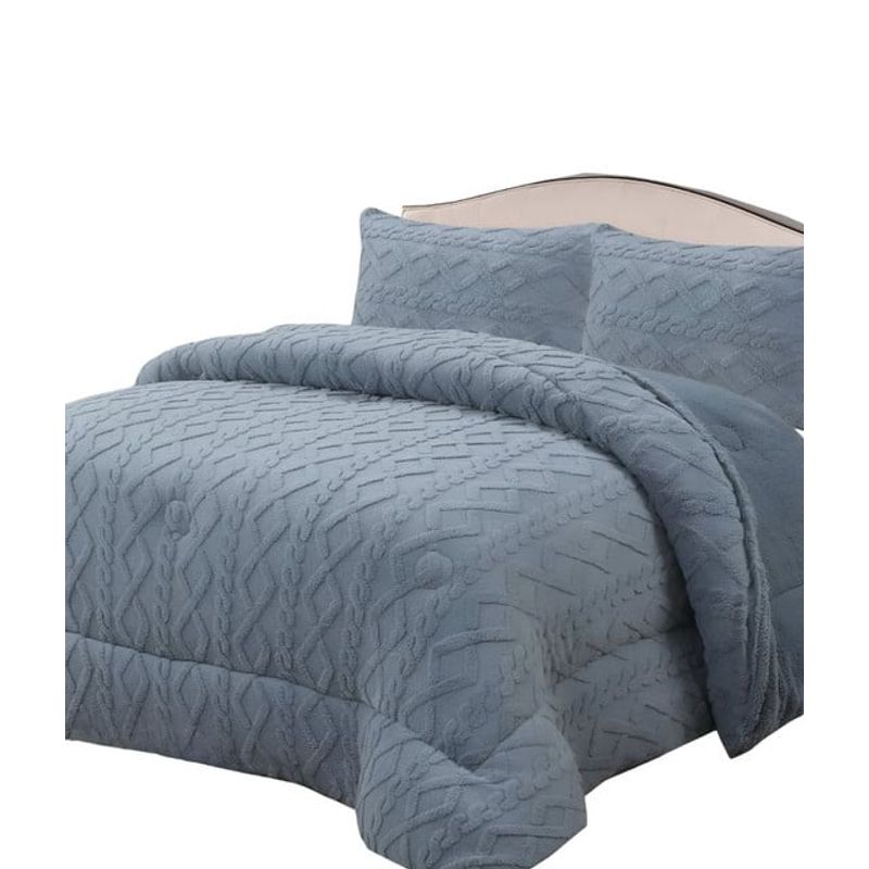 GENERICO - CUBRECAMA CHIPORRO DE INVIERNO DISEÑO TRENZADO KING GRIS