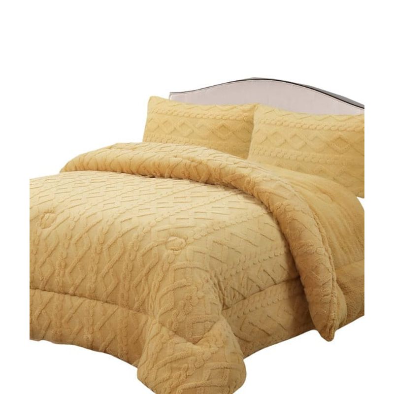 GENERICO - CUBRECAMA CHIPORRO DE INVIERNO DISEÑO TRENZADO KING AMARILLO