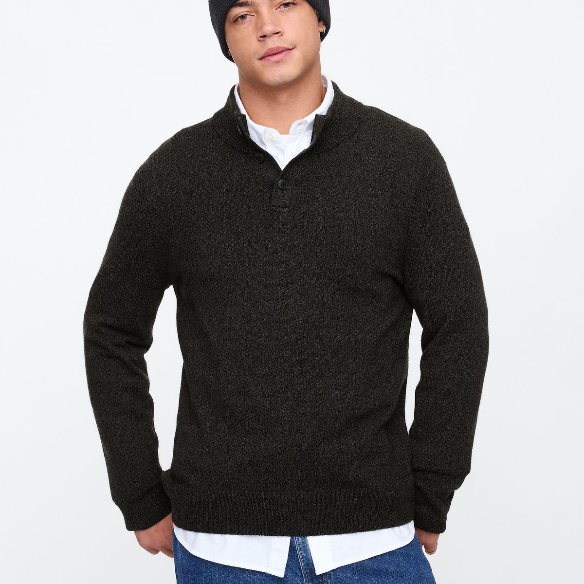 GAP - Sweater Hombre Henley Gris