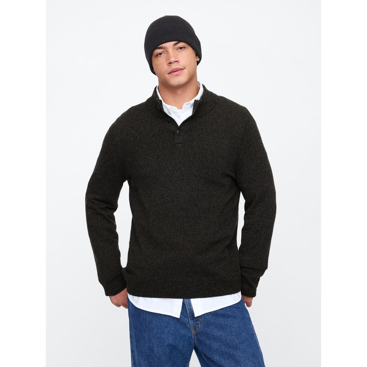 GAP - Sweater Hombre Henley Gris