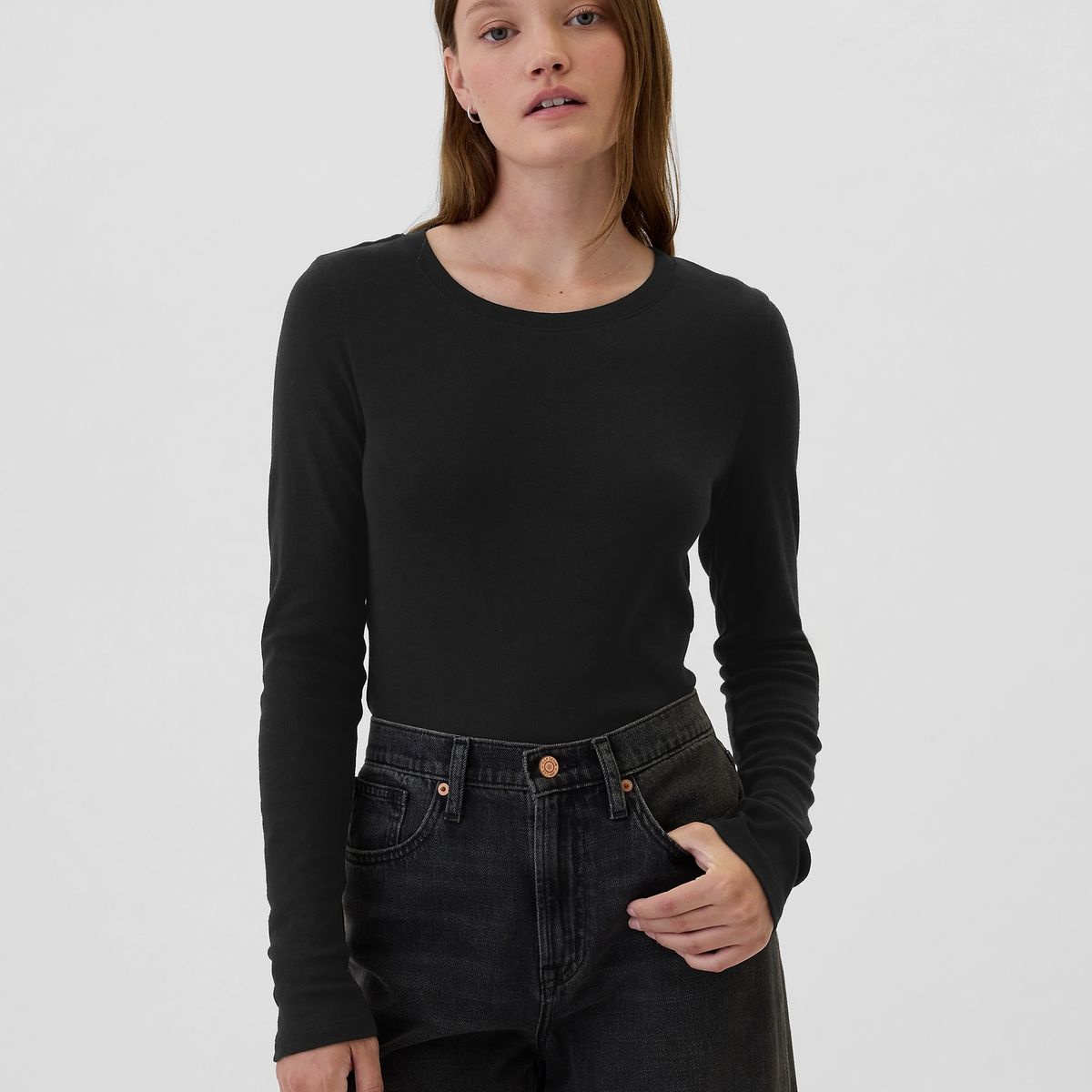 GAP - Polera Mujer Crew Negro