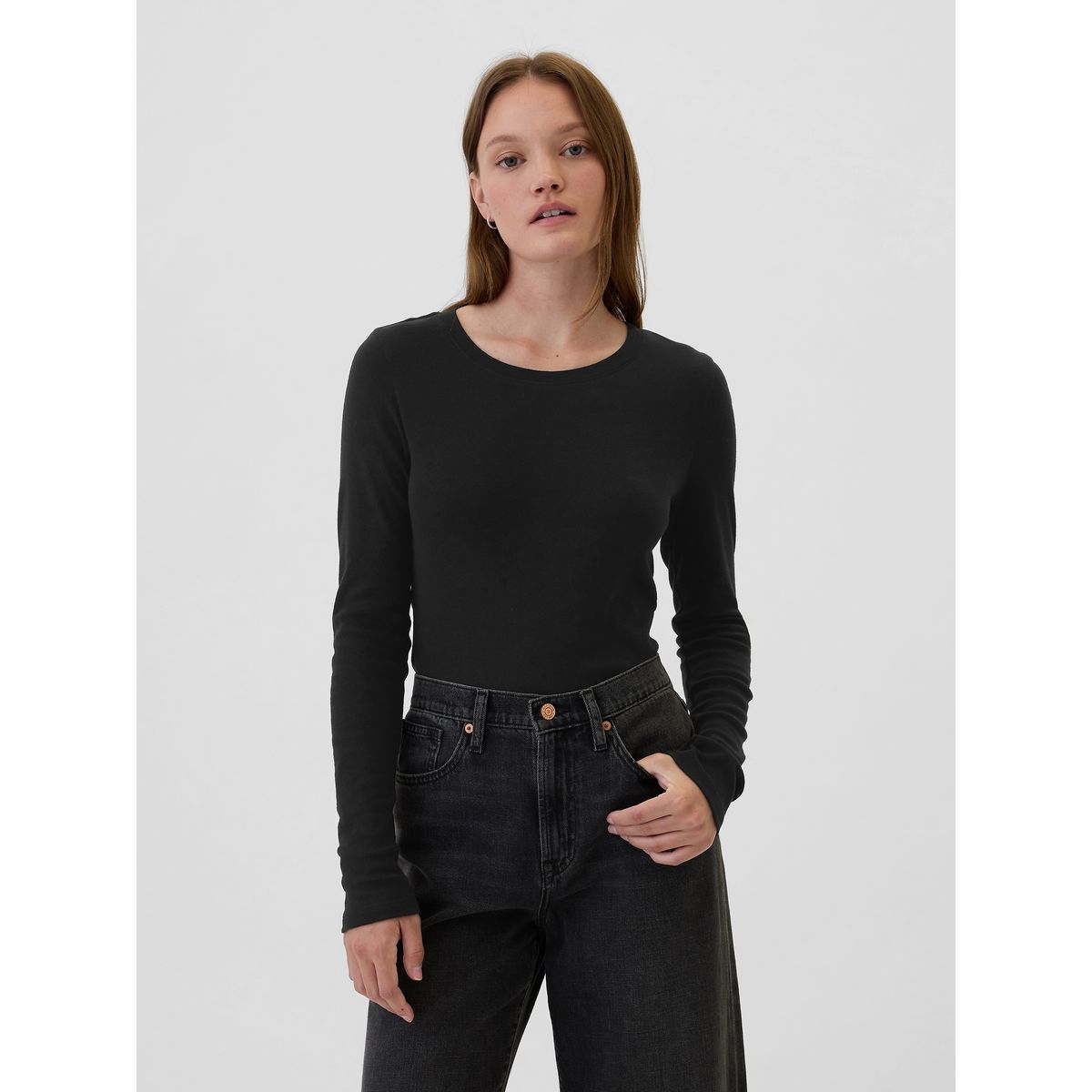 GAP - Polera Mujer Crew Negro