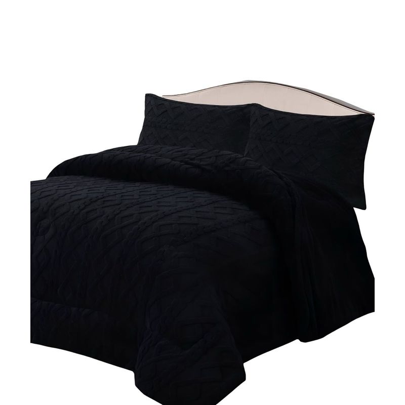 GENERICO - CUBRECAMA CHIPORRO DE INVIERNO DISEÑO TRENZADO KING NEGRO