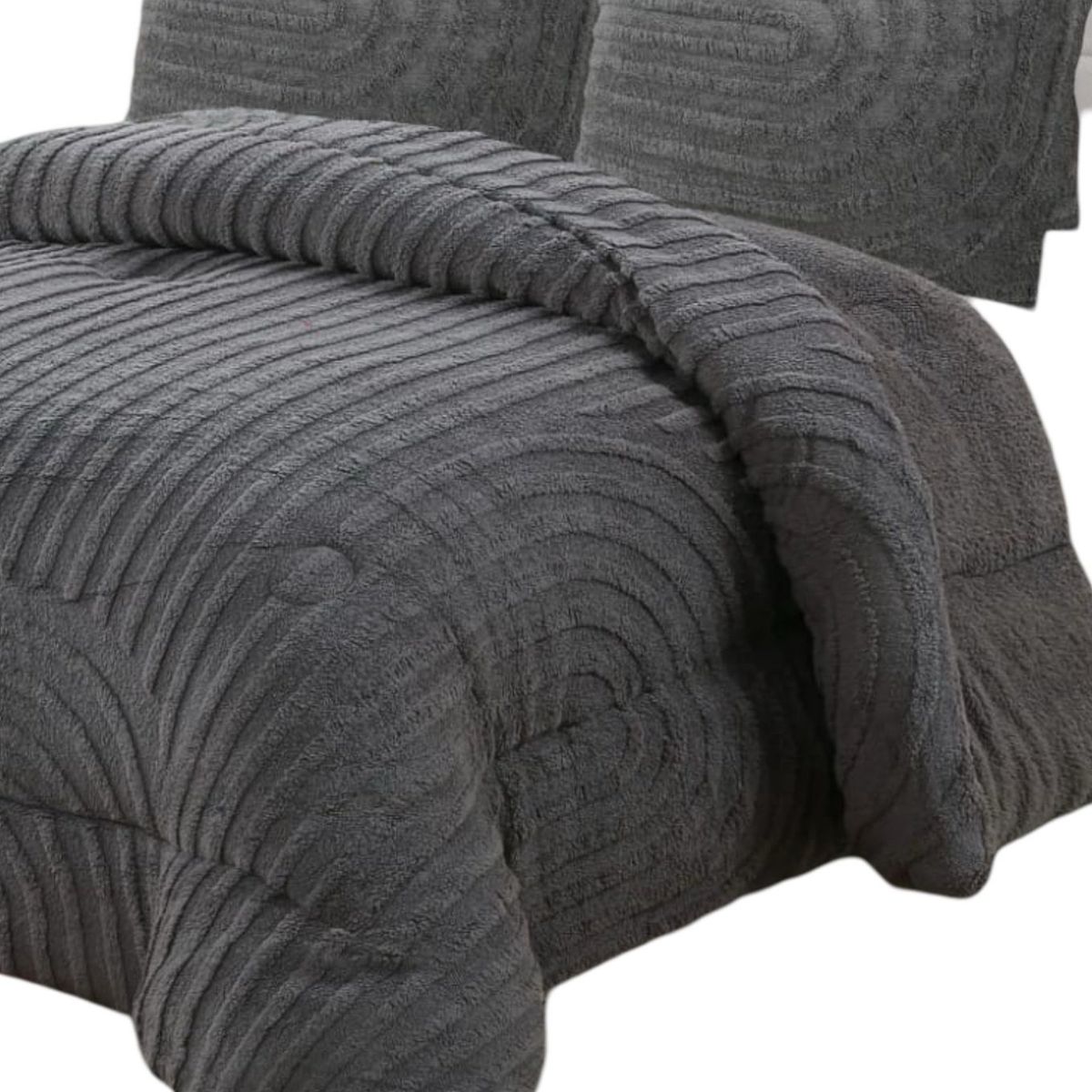 GENERICO - CUBRECAMA CHIPORRO DE INVIERNO DISEÑO LINEAS KING GRIS