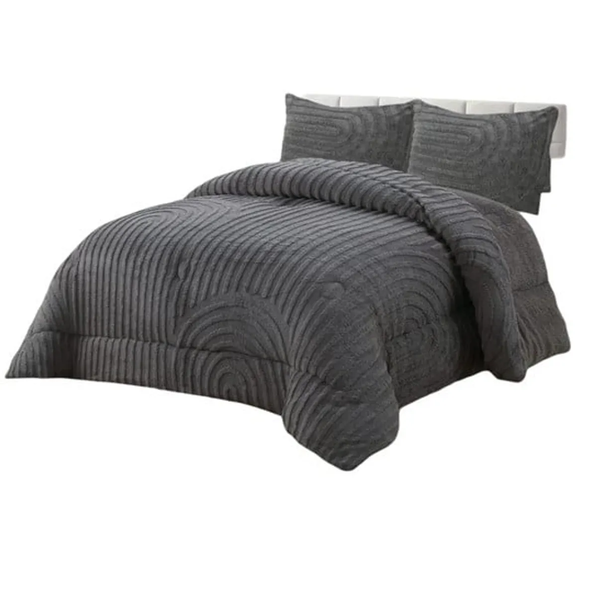 GENERICO - CUBRECAMA CHIPORRO DE INVIERNO DISEÑO LINEAS KING GRIS