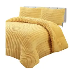 GENERICO - CUBRECAMA CHIPORRO DE INVIERNO DISEÑO LINEAS KING AMARILLO