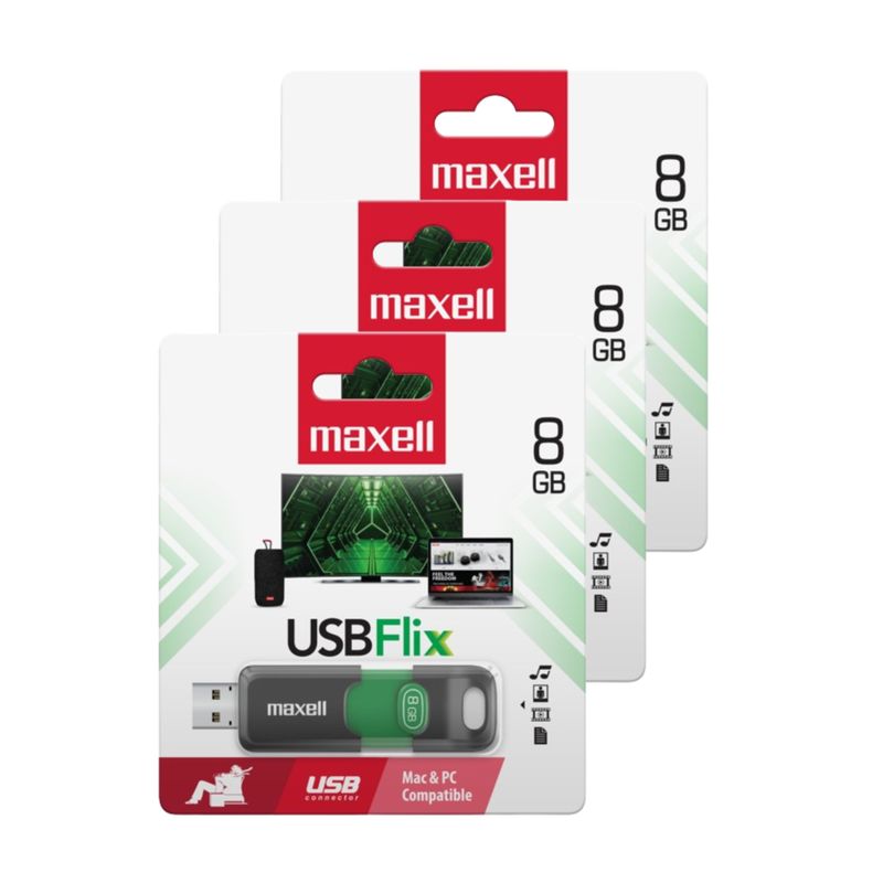 MAXELL - Pack 3 Pendrive Maxell Flix 8gb 2.0