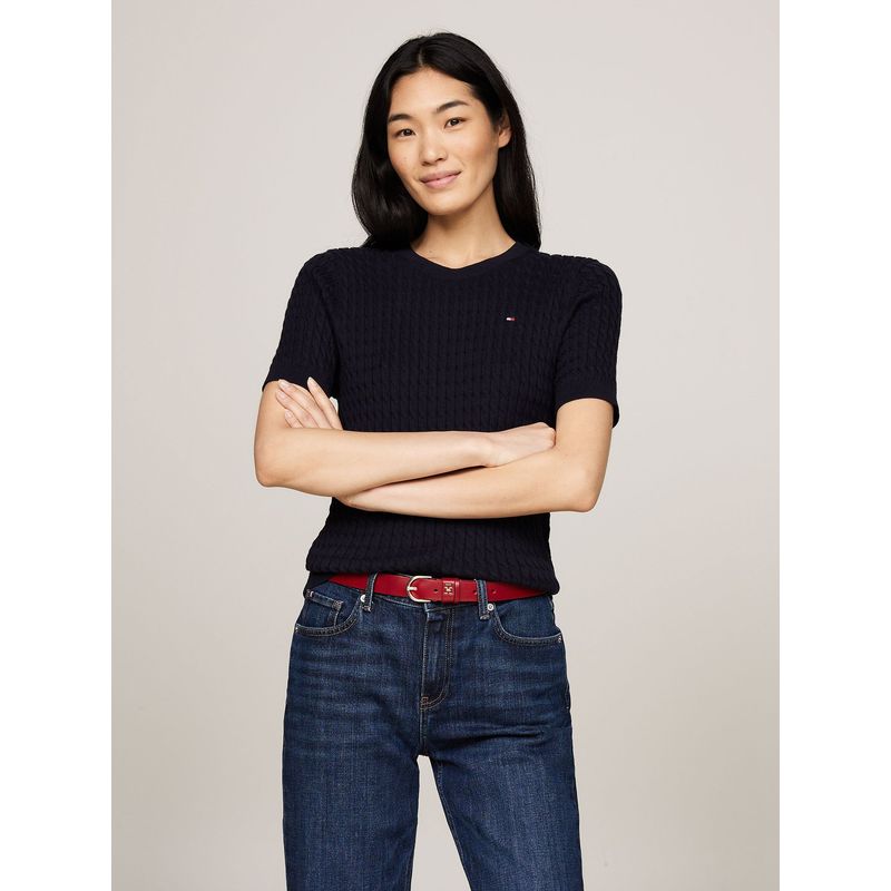 TOMMY HILFIGER - Sweater Tejido Cable Slim Fit Azul Tommy Hilfiger