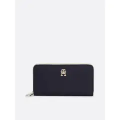 TOMMY HILFIGER - Billetera Con Cierre Y Monograma Th Azul