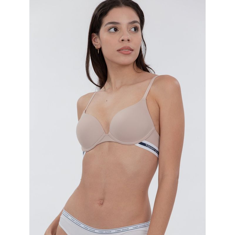 TOMMY HILFIGER - Brassier Push Up Con Logo Beige Tommy Hilfiger