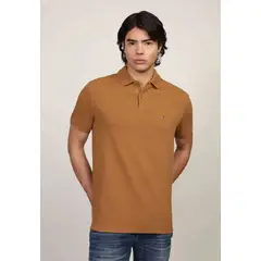 TOMMY HILFIGER - Polo Waffle Con Logo Regular Fit Café