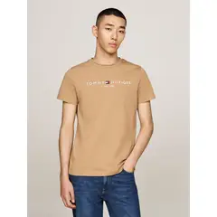 TOMMY HILFIGER - Polera Organic Cotton Con Logo Slim Fit Beige