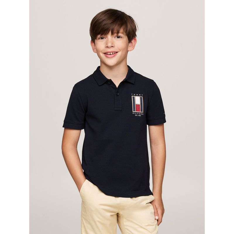 TOMMY HILFIGER - Polo Vertical Flag Logo Azul Tommy Hilfiger