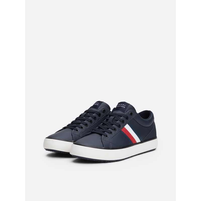 TOMMY HILFIGER - Zapatillas Core Stripe De Cuero Azul Tommy Hilfiger