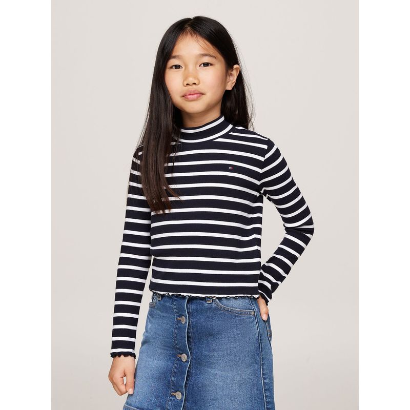 TOMMY HILFIGER - Polera Con Logo Y Cuello Mock Multicolor Tommy Hilfiger