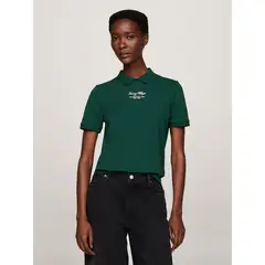TOMMY HILFIGER - Polo Con Logo Script Regular Fit Verde Tommy Hilfiger_.