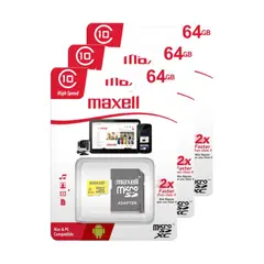 MAXELL - Pack 3 Tarjeta Micro Sd 64gb Clase 10