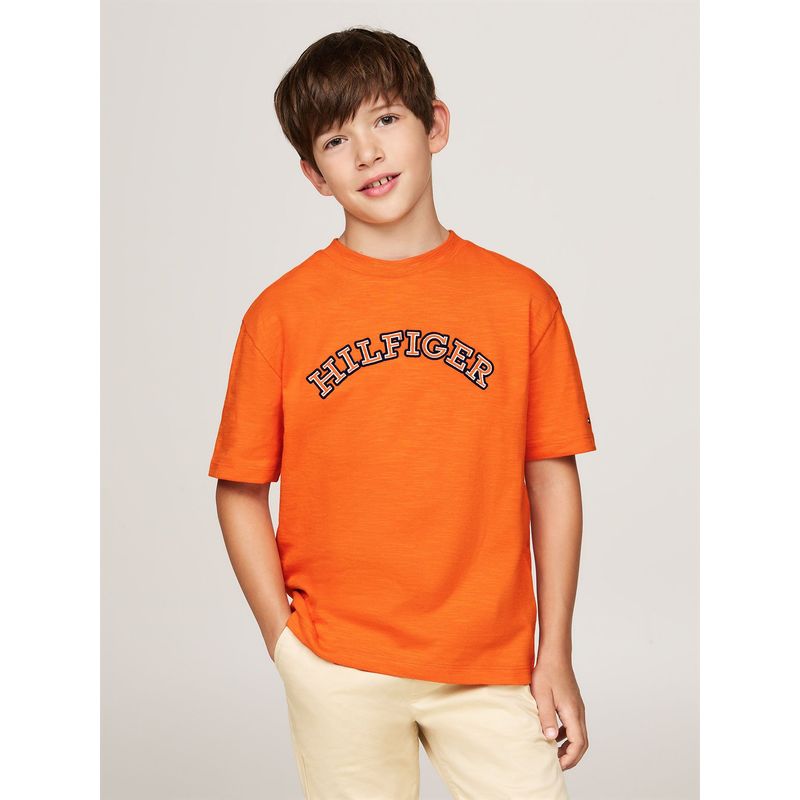 TOMMY HILFIGER - Polera Con Logo Monotipo Naranjo Tommy Hilfiger