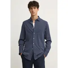 TOMMY HILFIGER - Camisa Con Micro Estampado Slim Fit Azul Tommy Hilfiger_.