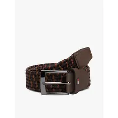 TOMMY HILFIGER - Cinturón Trenzado Con Logo Distintivo Café
