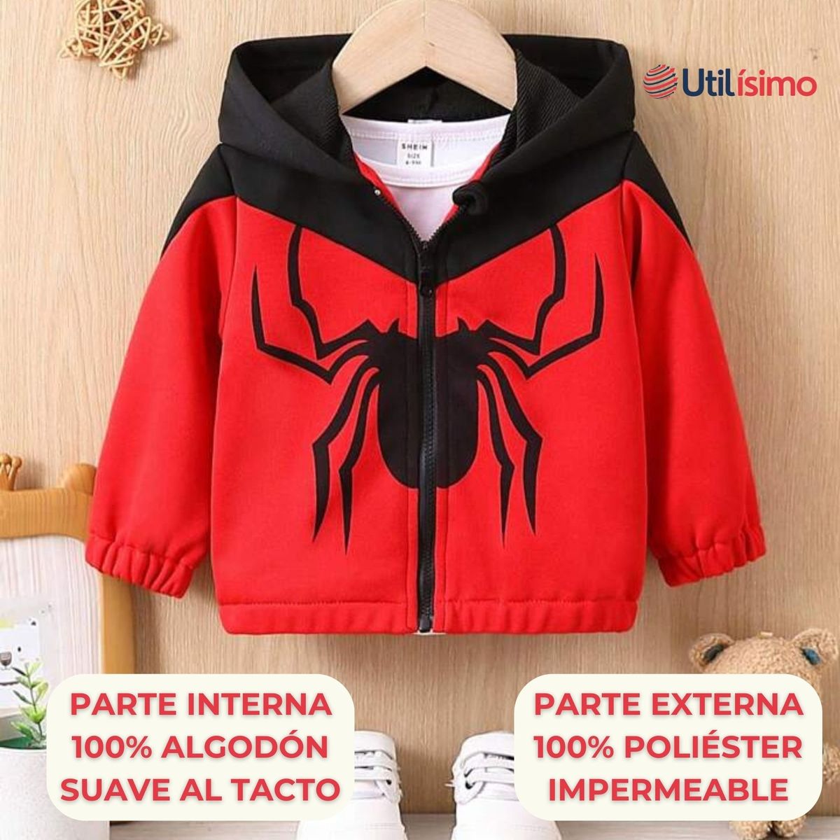JUMP KIDS - Cortaviento Impermeable Chaqueta Estampado Niño Y Bebé Spider-Man