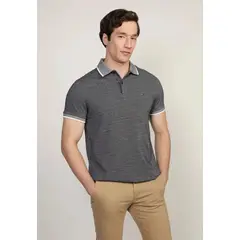 TOMMY HILFIGER - Polo Interlock Micropatern Regular Fit Gris
