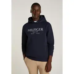 TOMMY HILFIGER - Polerón Hoodie Con Logo Azul
