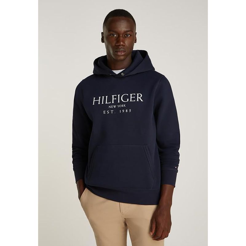 TOMMY HILFIGER - Polerón Hoodie Con Logo Azul Tommy Hilfiger