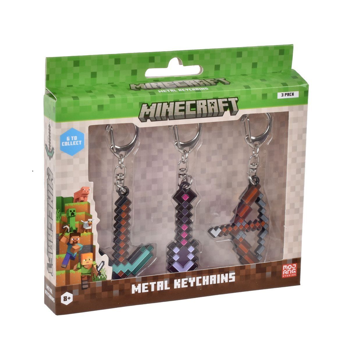 MINECRAFT - Pack de 3 figuras llavero metálico Minecraft colección