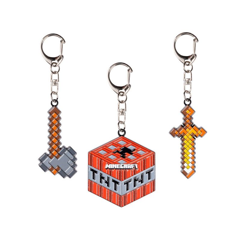 MINECRAFT - PACK DE 3 FIGURAS LLAVERO METALICO MINECRAFT - TNT