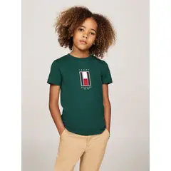 TOMMY HILFIGER - Polera Con Logo De Bandera Bordado Verde