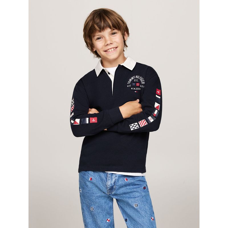 TOMMY HILFIGER - Polo Con Logo De Banderas Azul Tommy Hilfiger