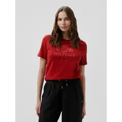 TOMMY HILFIGER - Polera Varsity Crest Logo Rojo