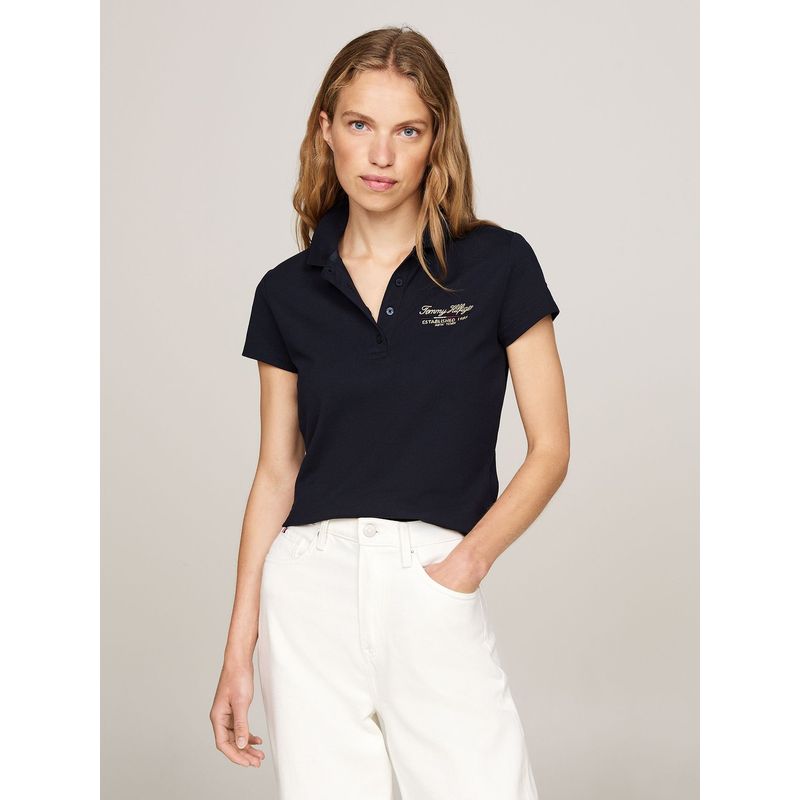 TOMMY HILFIGER - Polo Logo Script Slim Fit Azul Tommy Hilfiger