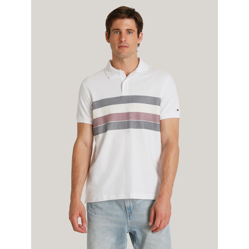 TOMMY HILFIGER - Polo Global Stripe Regular Fit Blanco Tommy Hilfiger