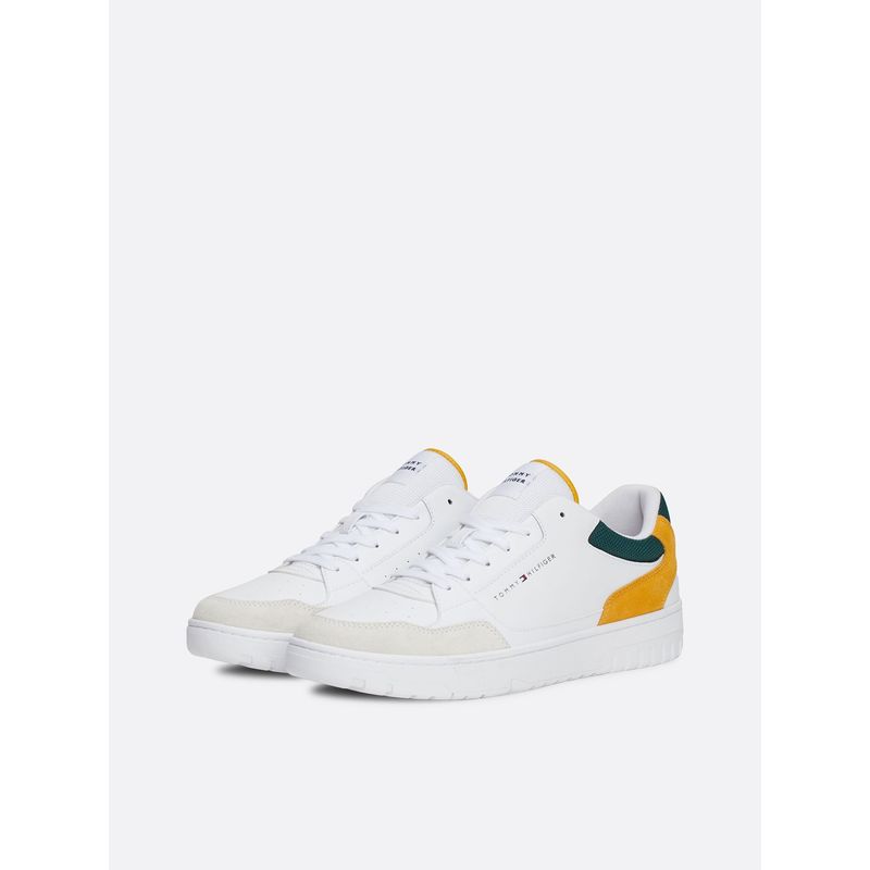 TOMMY HILFIGER - Zapatillas Basket Core De Cuero Blanco Tommy Hilfiger