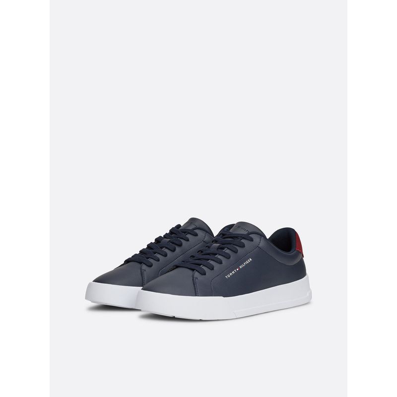 TOMMY HILFIGER - Zapatillas Court De Cuero Con Logo Azul Tommy Hilfiger