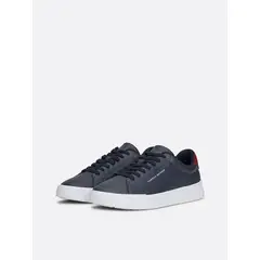 TOMMY HILFIGER - Zapatillas Court De Cuero Con Logo Azul