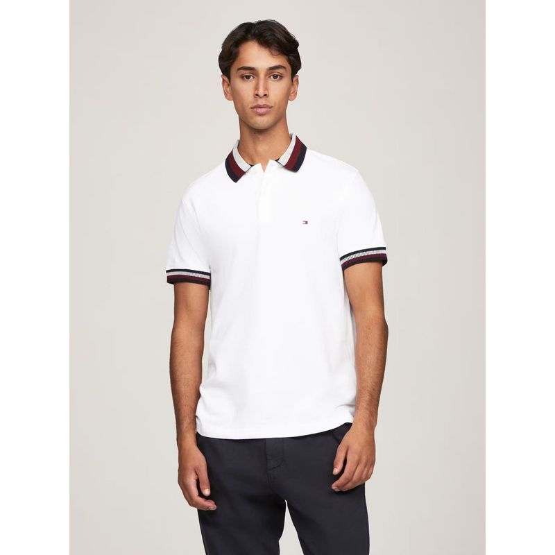TOMMY HILFIGER - Polo Two Tone Con Logo Regular Fit Blanco Tommy Hilfiger