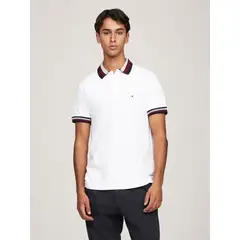 TOMMY HILFIGER - Polo Two Tone Con Logo Regular Fit Blanco