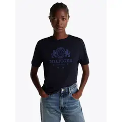 TOMMY HILFIGER - Polera Varsity Crest Logo Azul