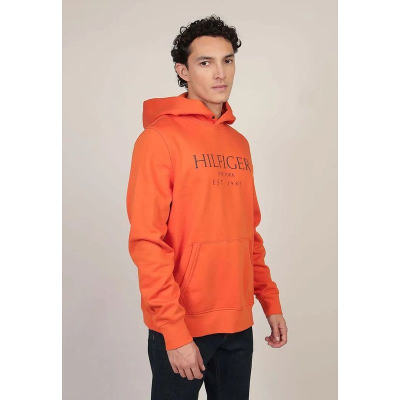 TOMMY HILFIGER - Polerón Hoodie Con Logo Naranjo Tommy Hilfiger