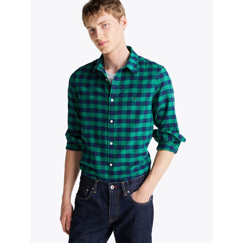 TOMMY HILFIGER - Camisa Gingham A Cuadros Vichy Slim Fit Verde Tommy Hilfiger